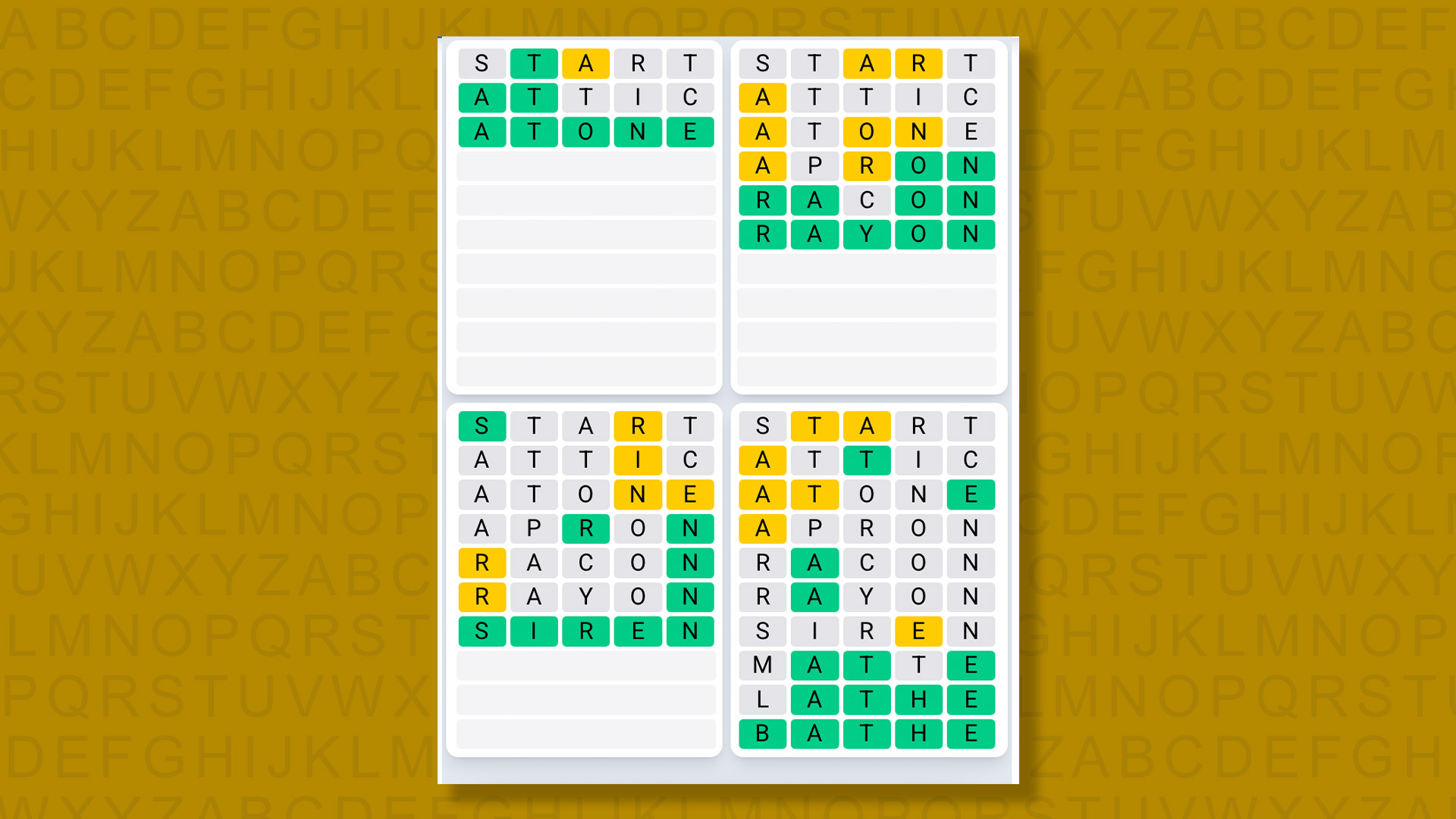 Quordle Daily Sequence answers for game 1413 on yellow background