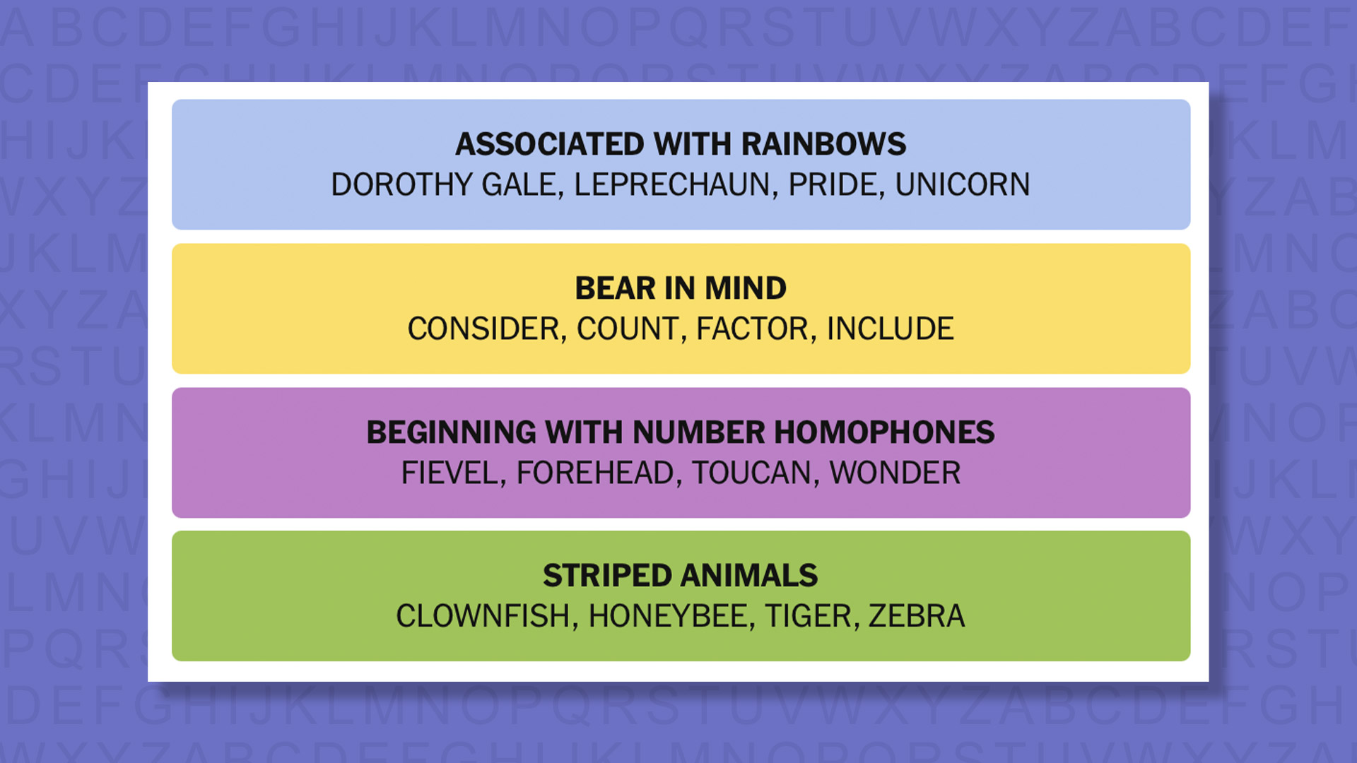 NYT Connections answers for the game 912 on purple background