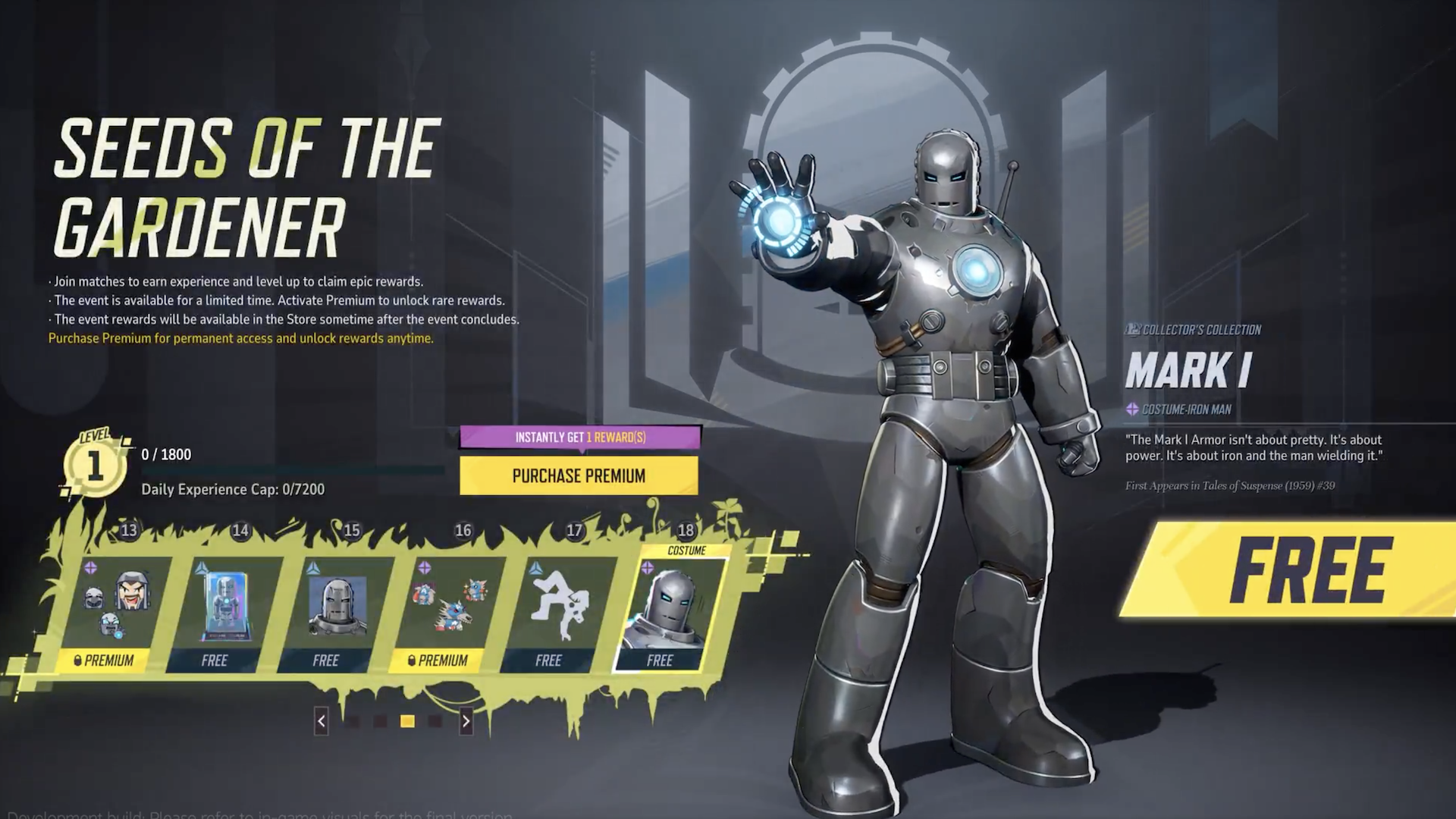 The Iron Man Mark 1 suit as part of Marvel Rivals & #039; event screen