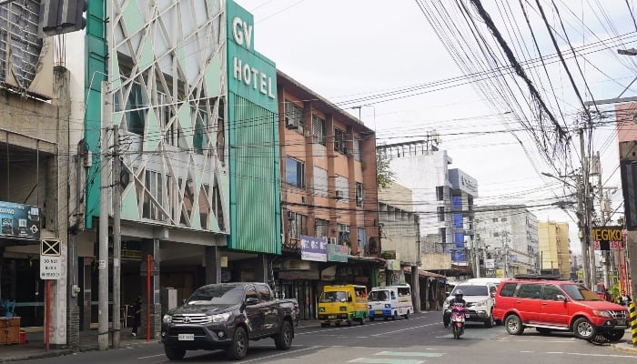 The facade of the GV Hotel is seen in Davao City on the southern Philippine island of Mindanao. -AFP