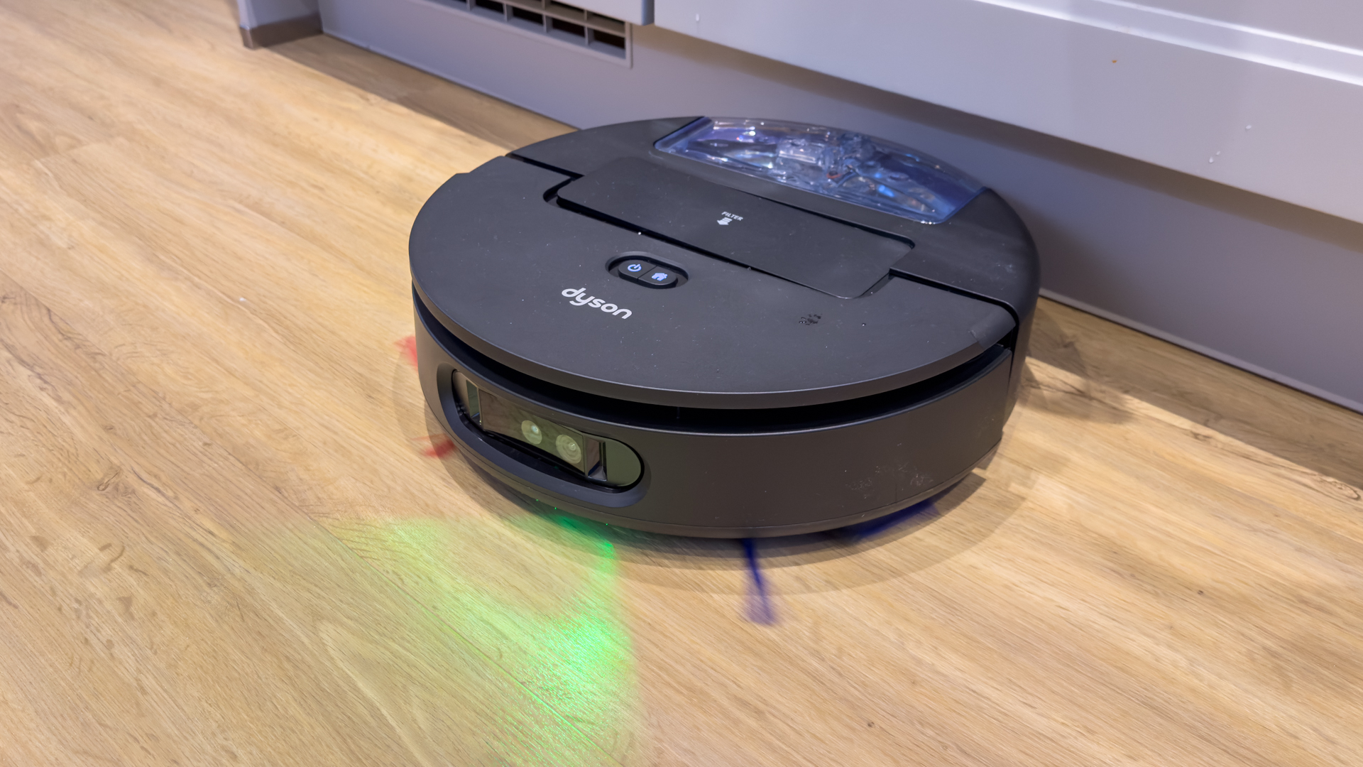 Dyson Spot+Scrub Ai robot vacuum cleaner in tester's home