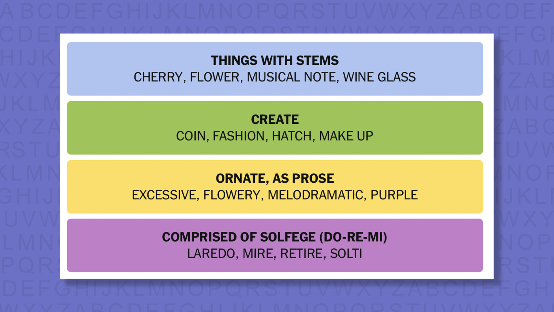 NYT Connections answers for game 928 on purple background