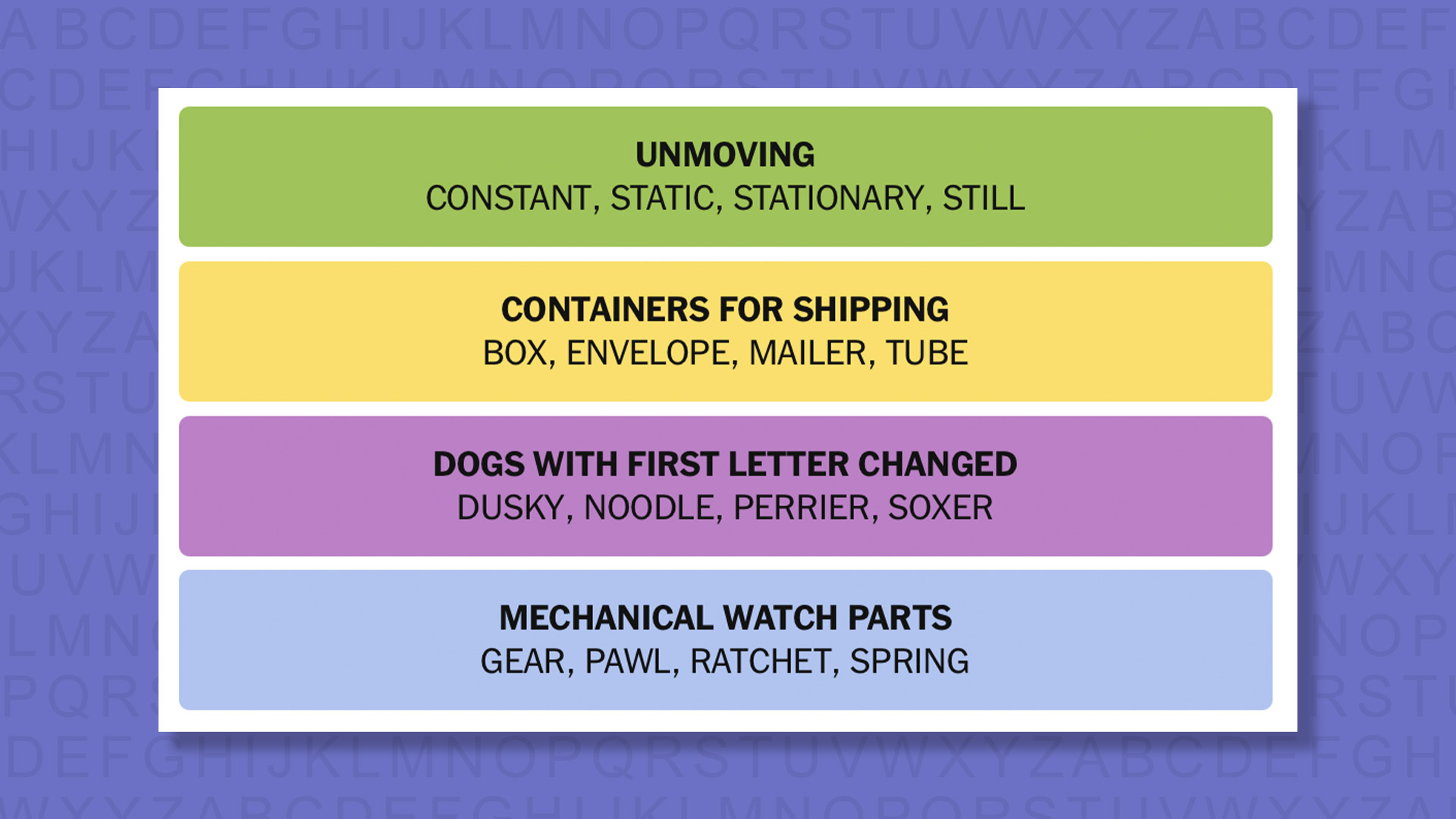 NYT Connections answers for game 931 on purple background