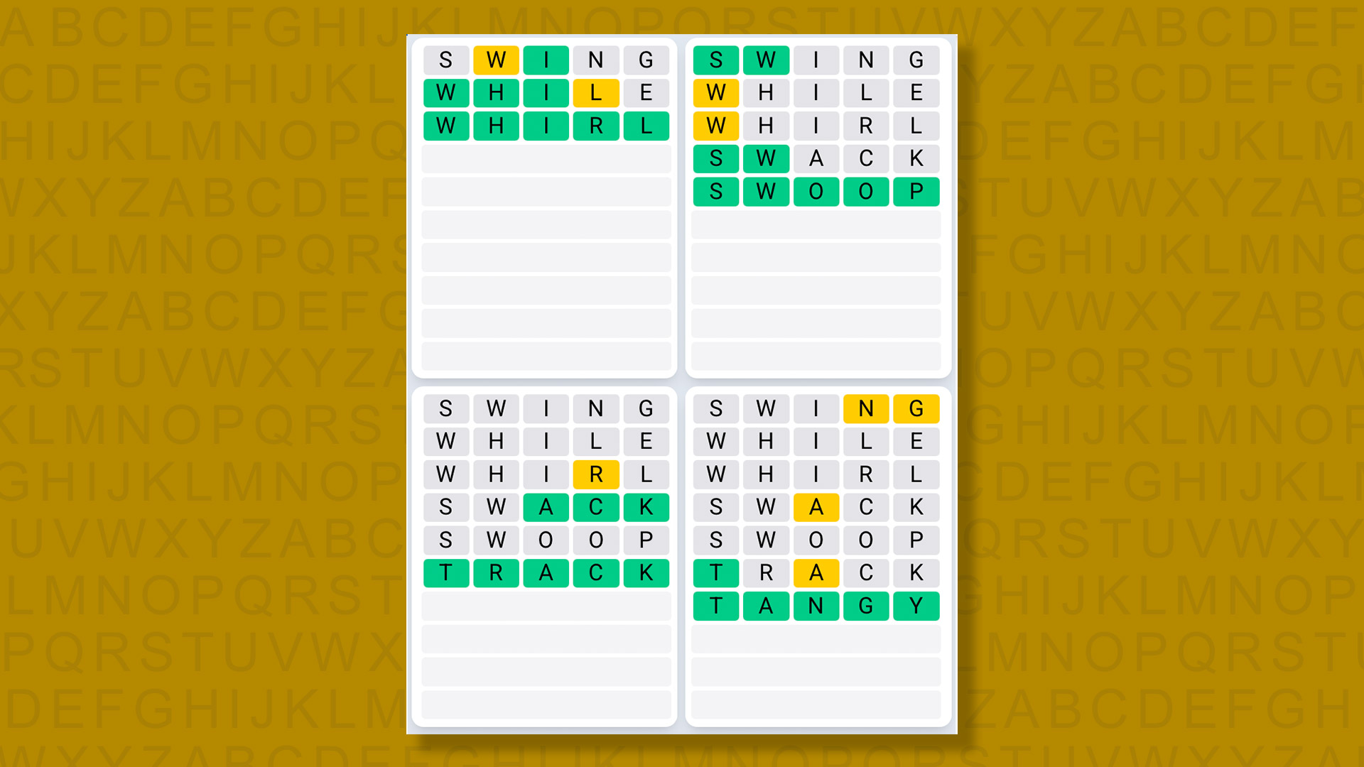 Quordle Daily Sequence answers for game 1436 on yellow background