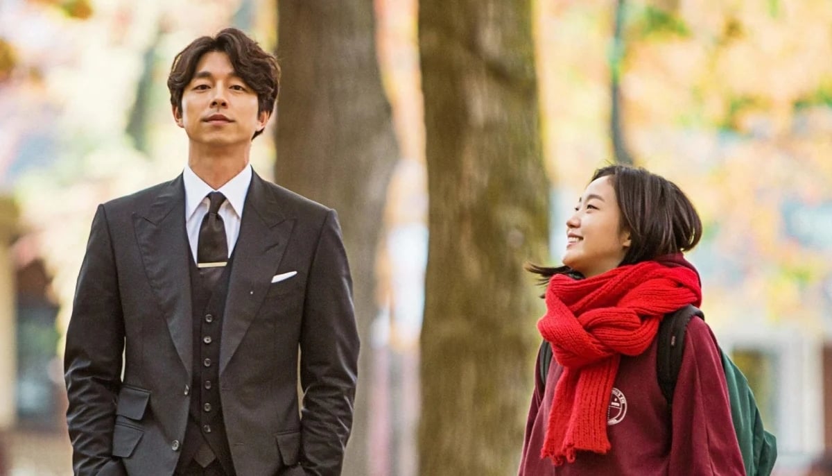 A scene from the Korean drama Guardian: The Lonely and Great God showing main characters Kim Shin (left) and Ji Eun Tak played by actors Gong Yoo and Kim Go-eun. -Netflix