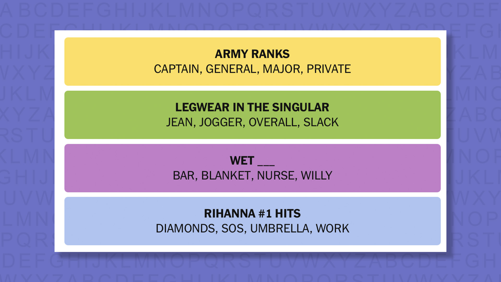 NYT Connections answers for game 937 on purple background