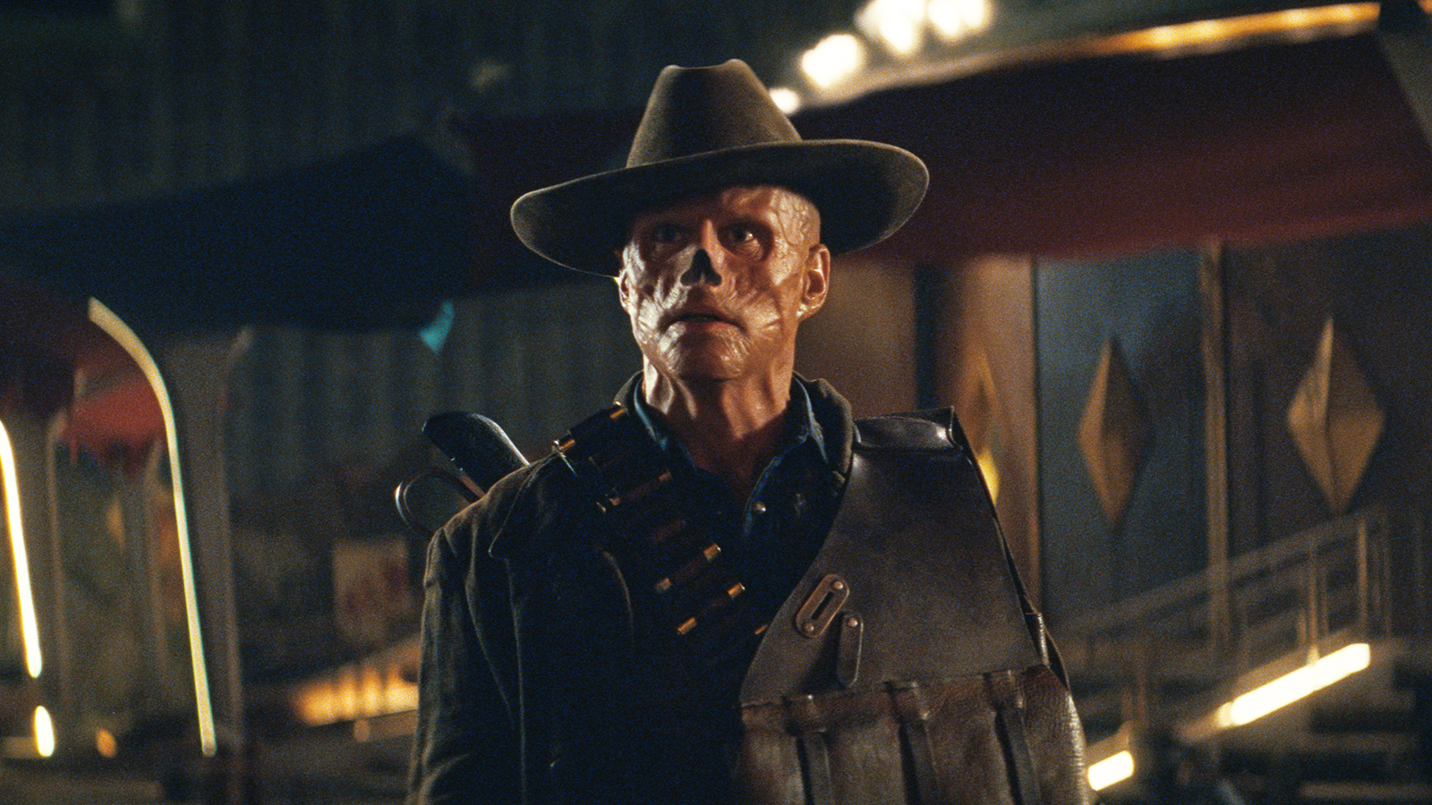 The Ghoul looks a little worried at night in episode 4 of season 2 of Fallout