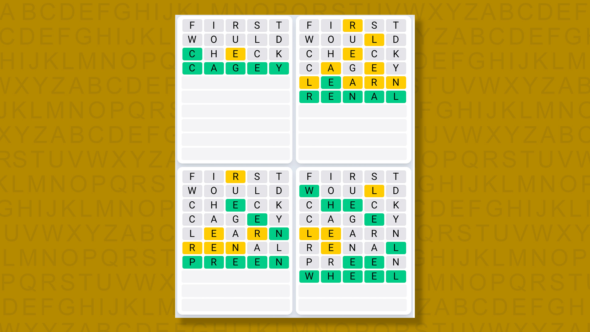 Quordle Daily Sequence answers for game 1451 on yellow background