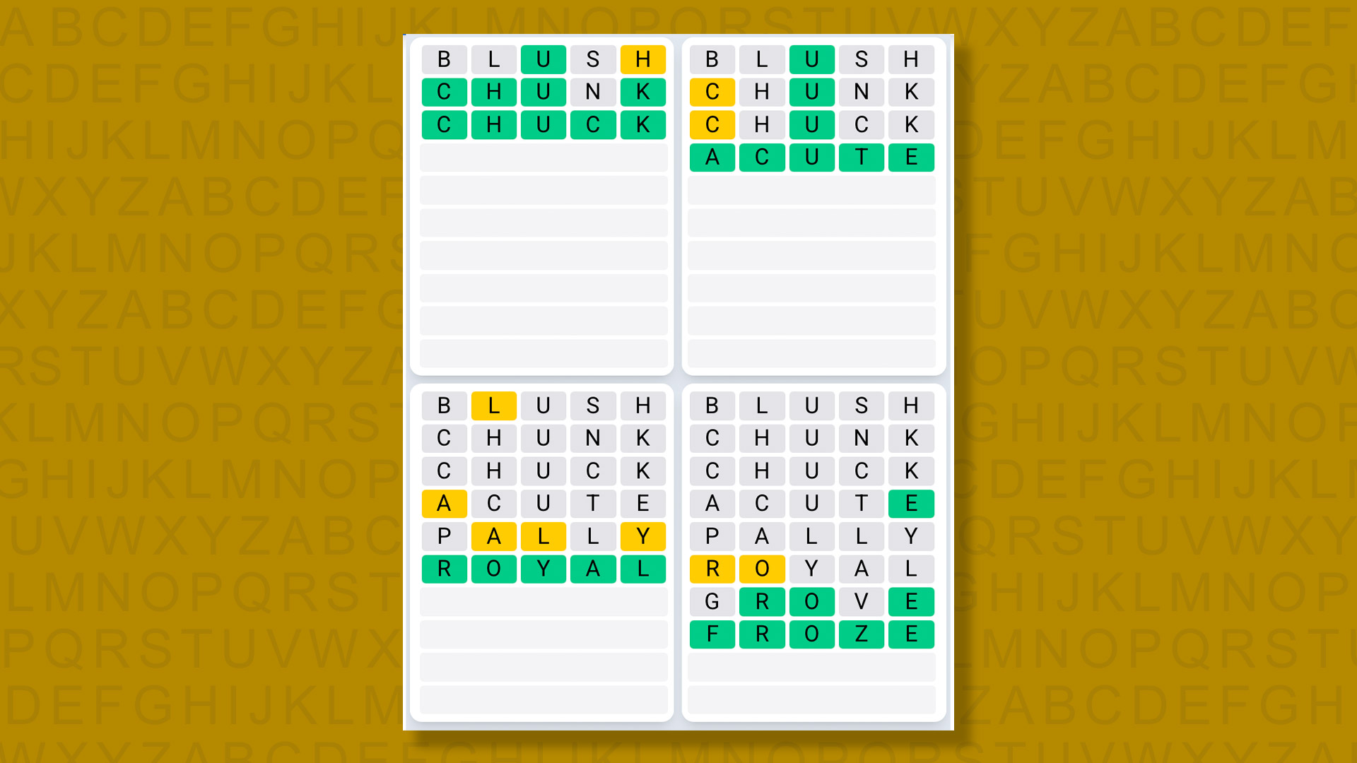 Quordle Daily Sequence answers for game 1452 on yellow background