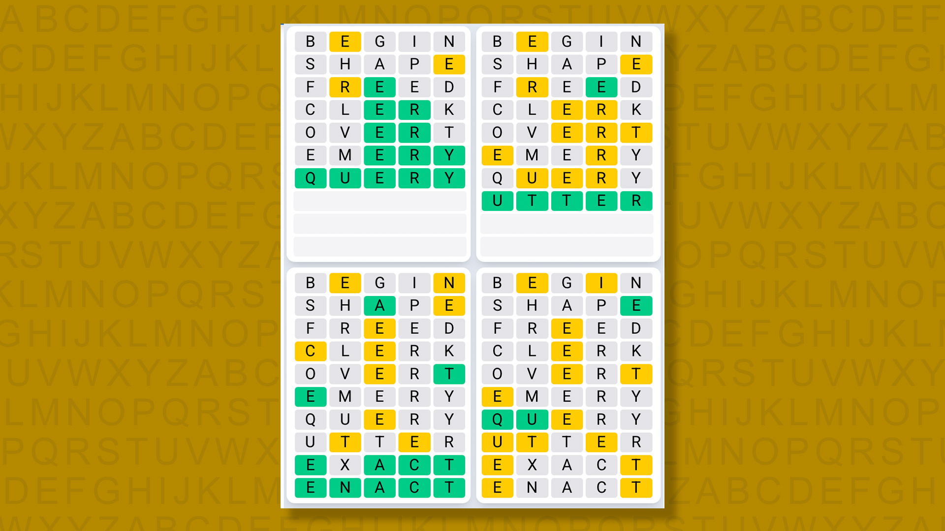 Quordle Daily Sequence answers for game 1453 on yellow background