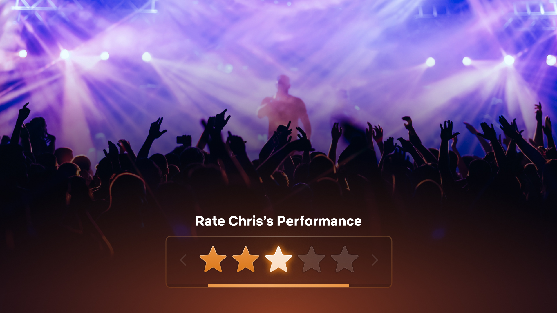 Screenshot of someone rating an artist three out of five stars live using Netflix's real-time voting feature.