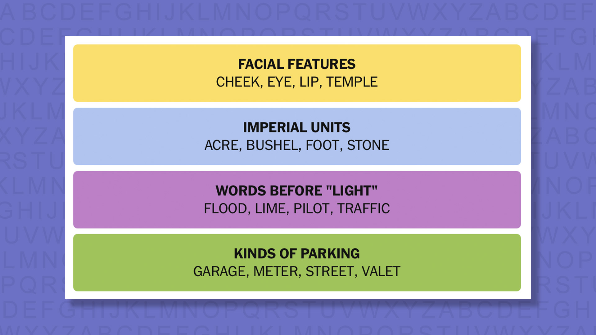 NYT Connections answers for game 957 on purple background