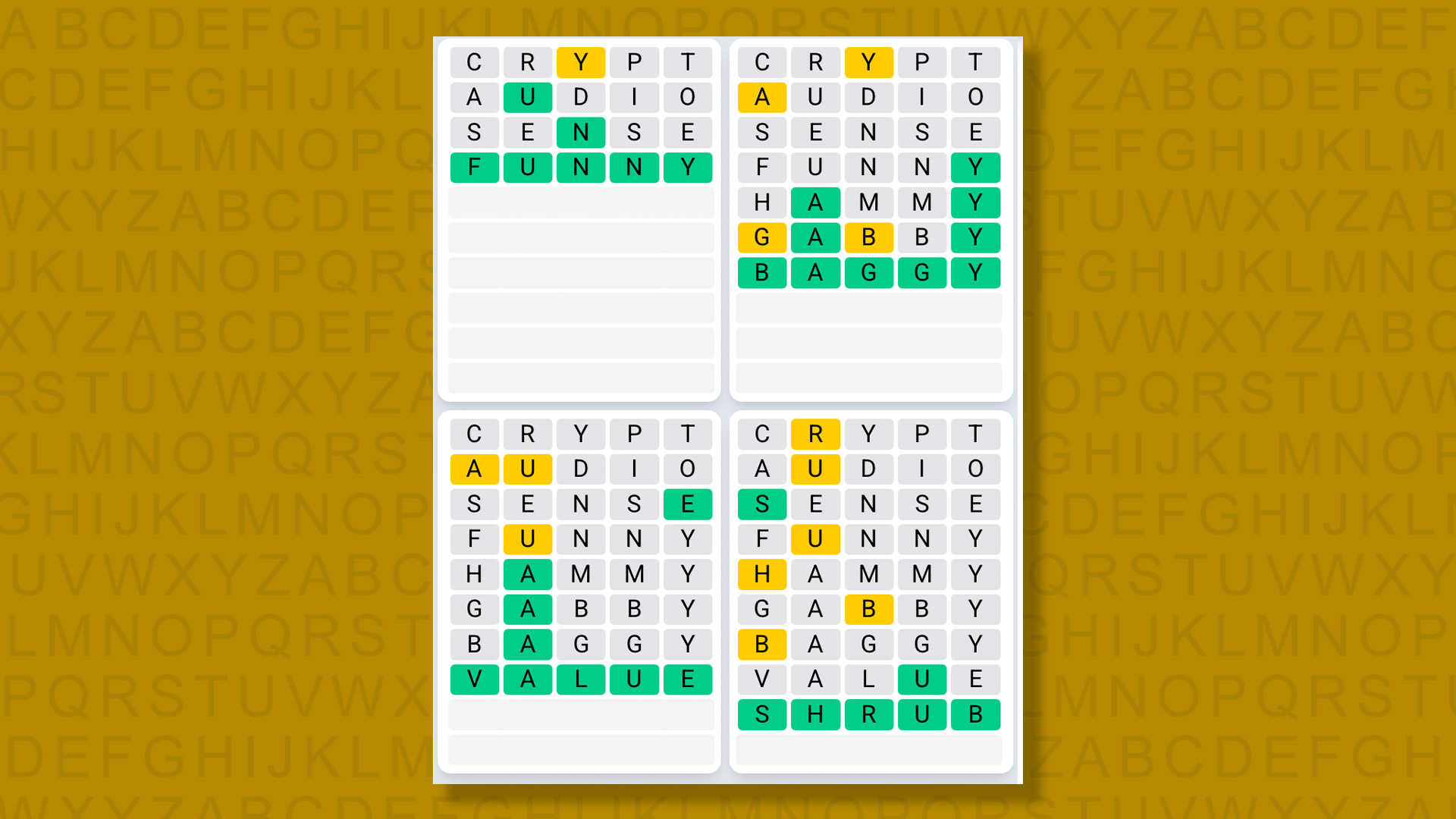 Quordle Daily Sequence answers for game 1461 on yellow background
