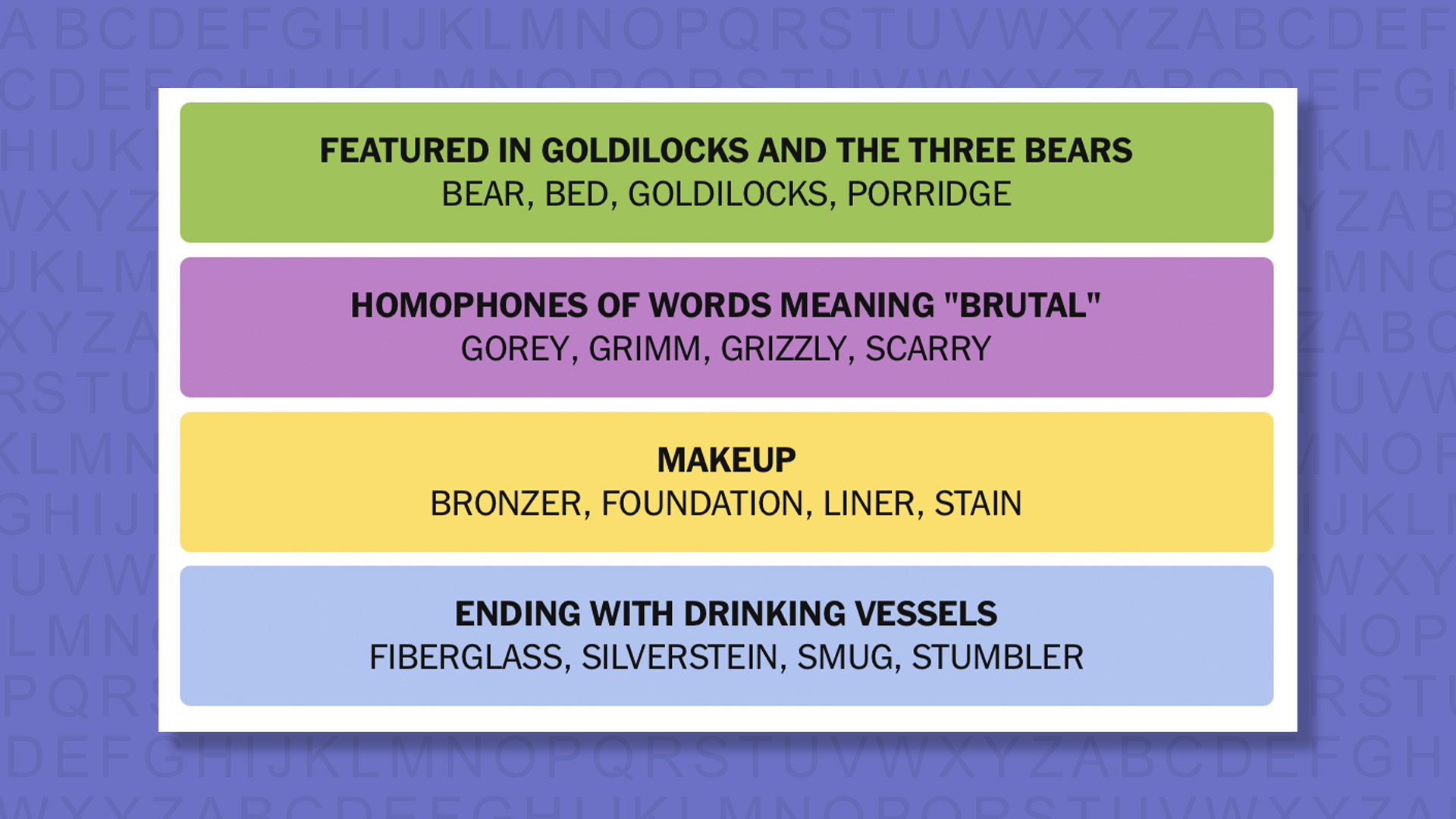 NYT Connections answers for game 963 on purple background