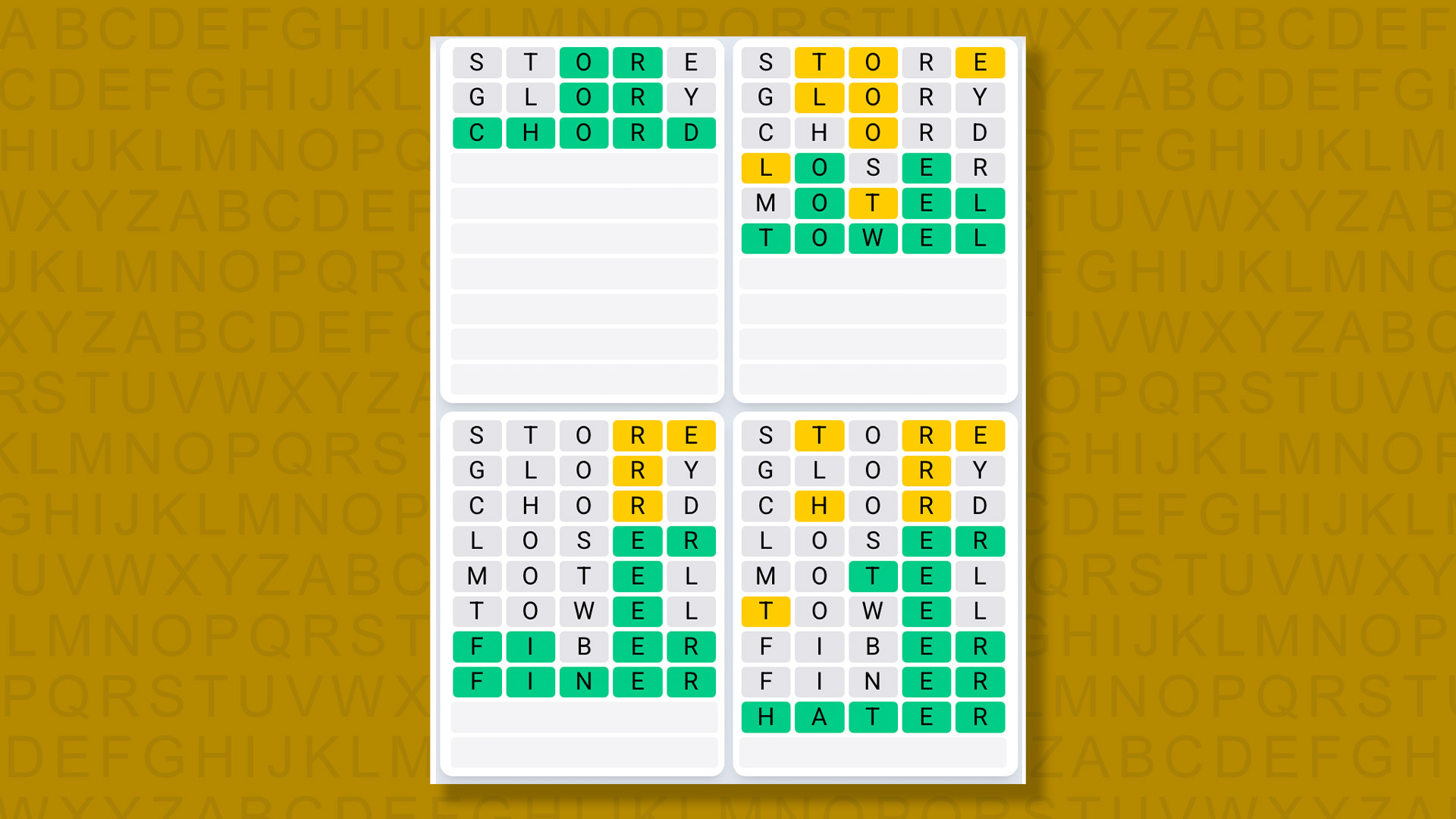 Quordle Daily Sequence answers for game 1467 on yellow background