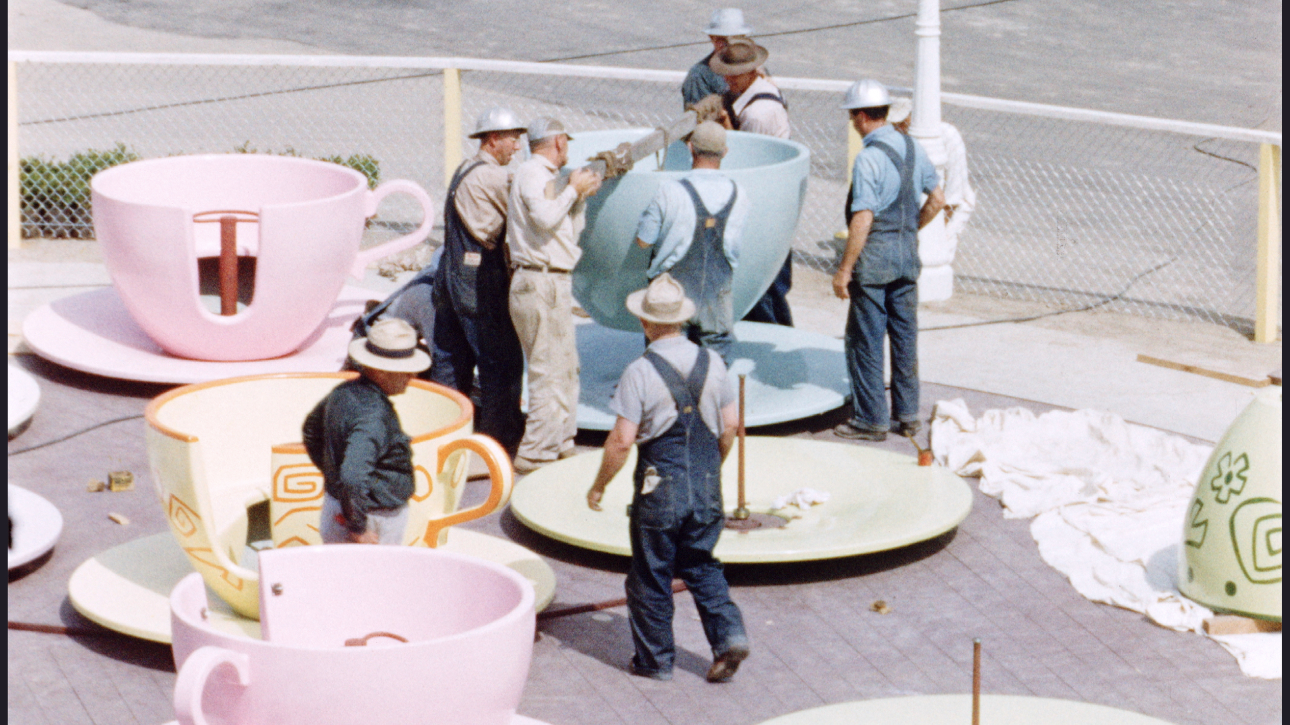 A still image of Disneyland Construction from "Disneyland Handcrafted"