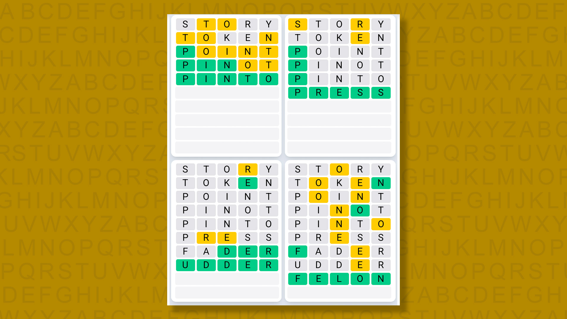 Quordle Daily Sequence answers for game 1468 on yellow background