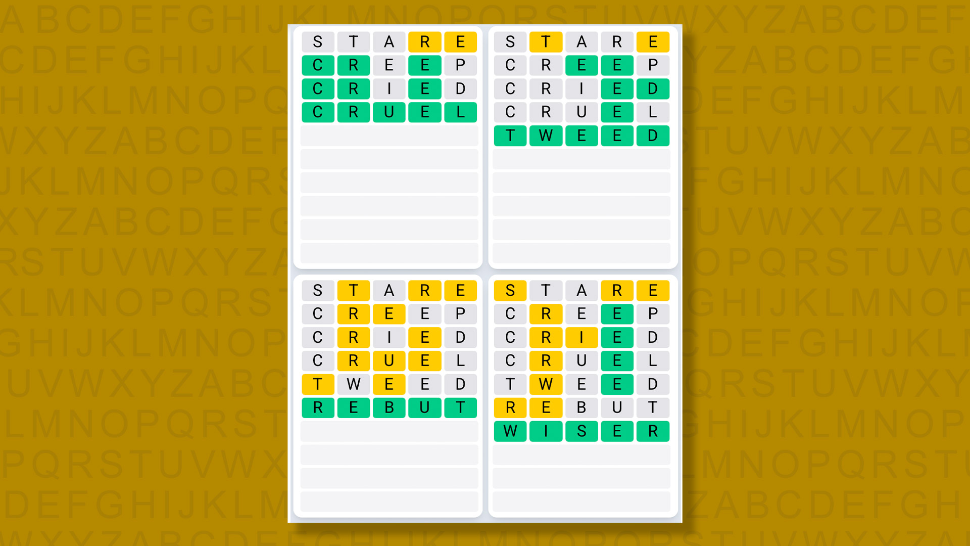 Quordle Daily Sequence answers for game 1469 on yellow background