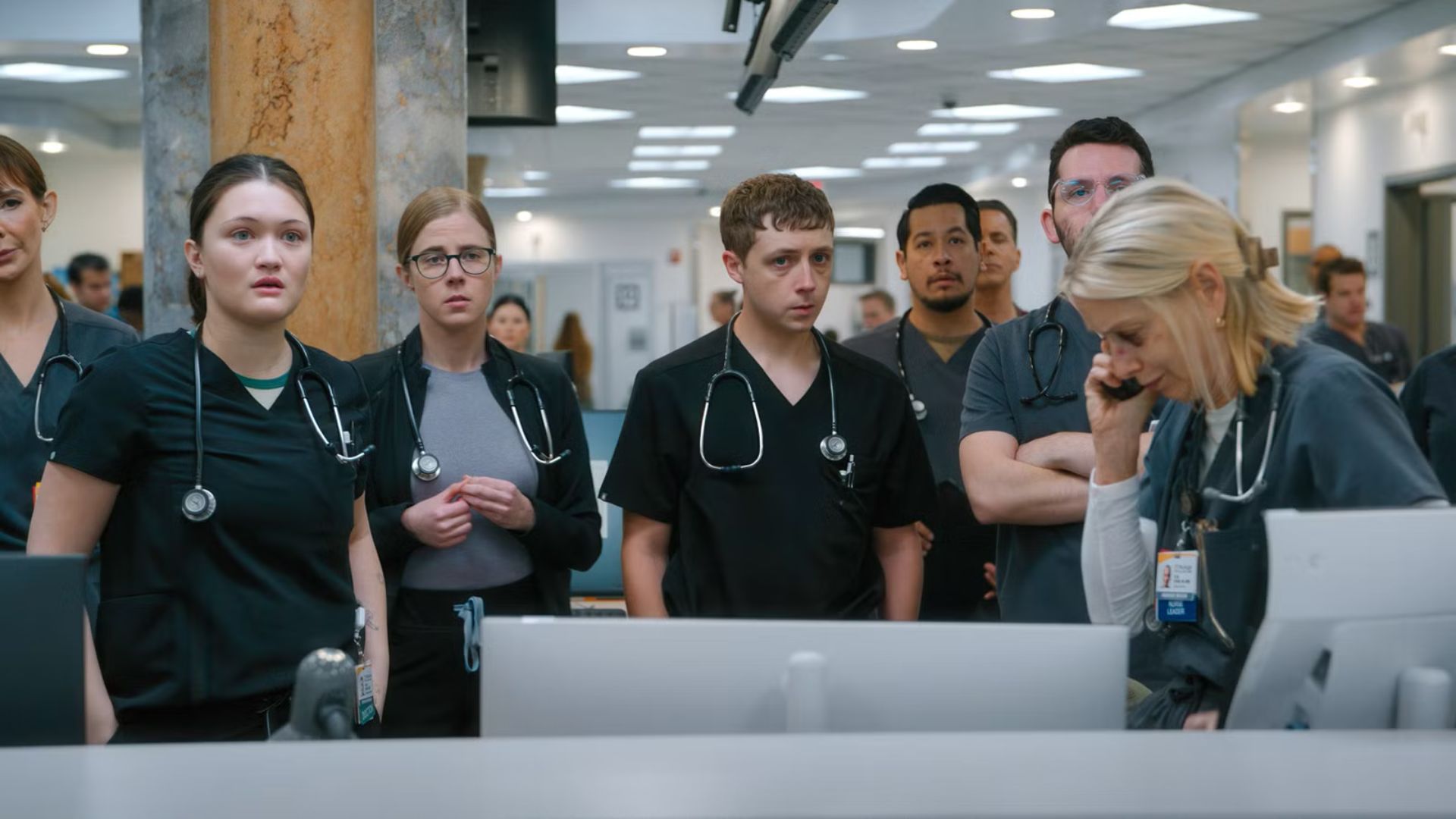 The Pitt cast is watching something off-screen