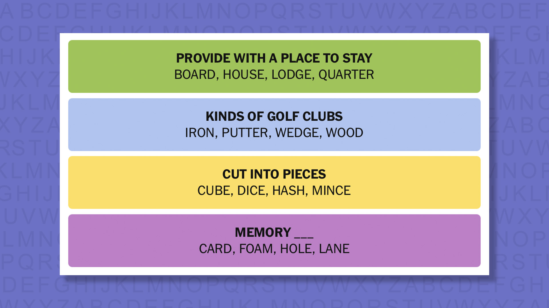 NYT Connections answers for game 968 on purple background