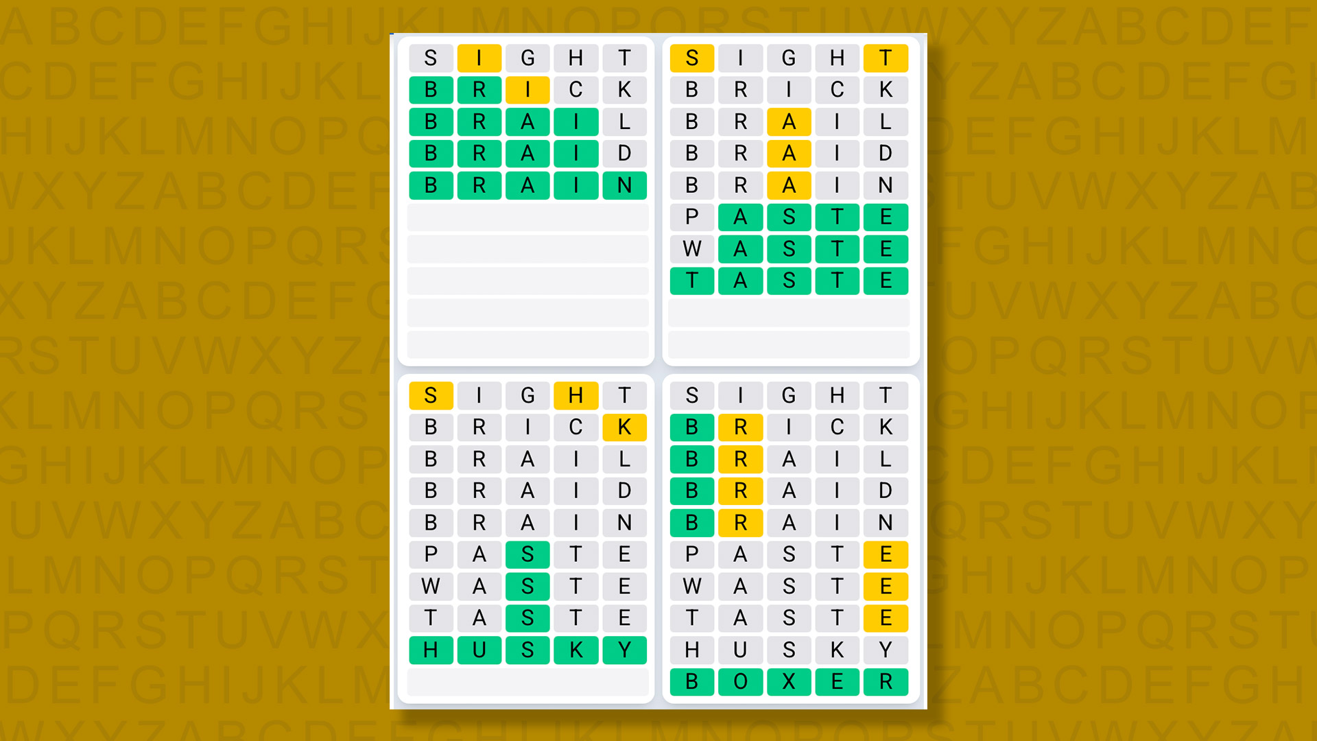 Quordle Daily Sequence answers for game 1473 on yellow background