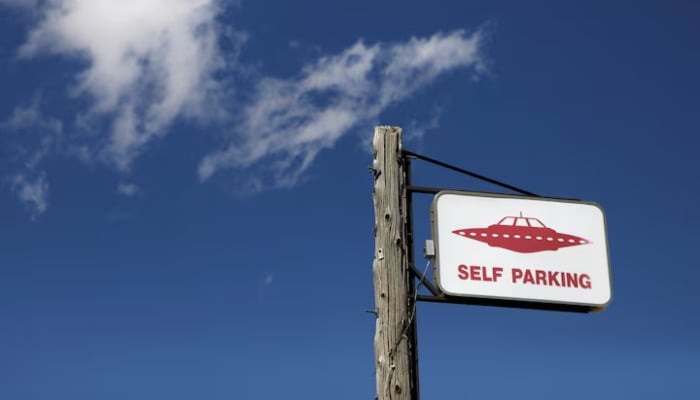 A parking sign at the Little ALeInn near Area 51 in Rachel, Nevada, the United States, September 19, 2019. — Reuters