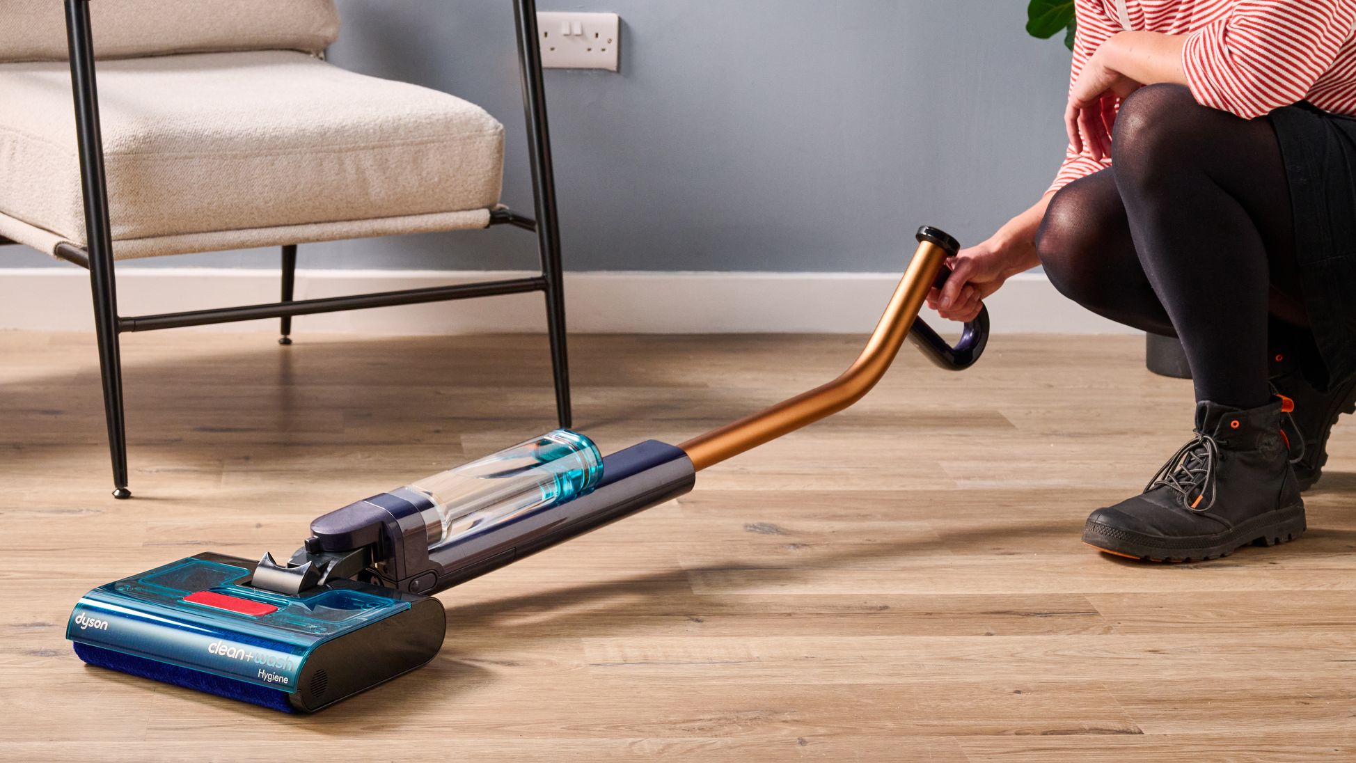 Dyson Clean+Wash Hygiene placed at ground level