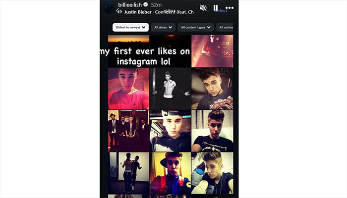 Billie Eilish returns to the days of Justin Bieber