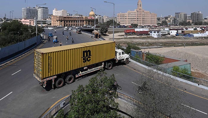 *A container placed on a road leading to the US consulate in Karachi, Pakistan, March 2, 2026. — INP