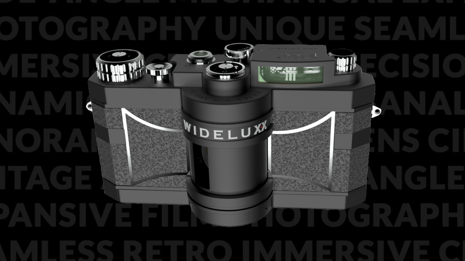 The SilverBridges Wideluxx camera on a black background