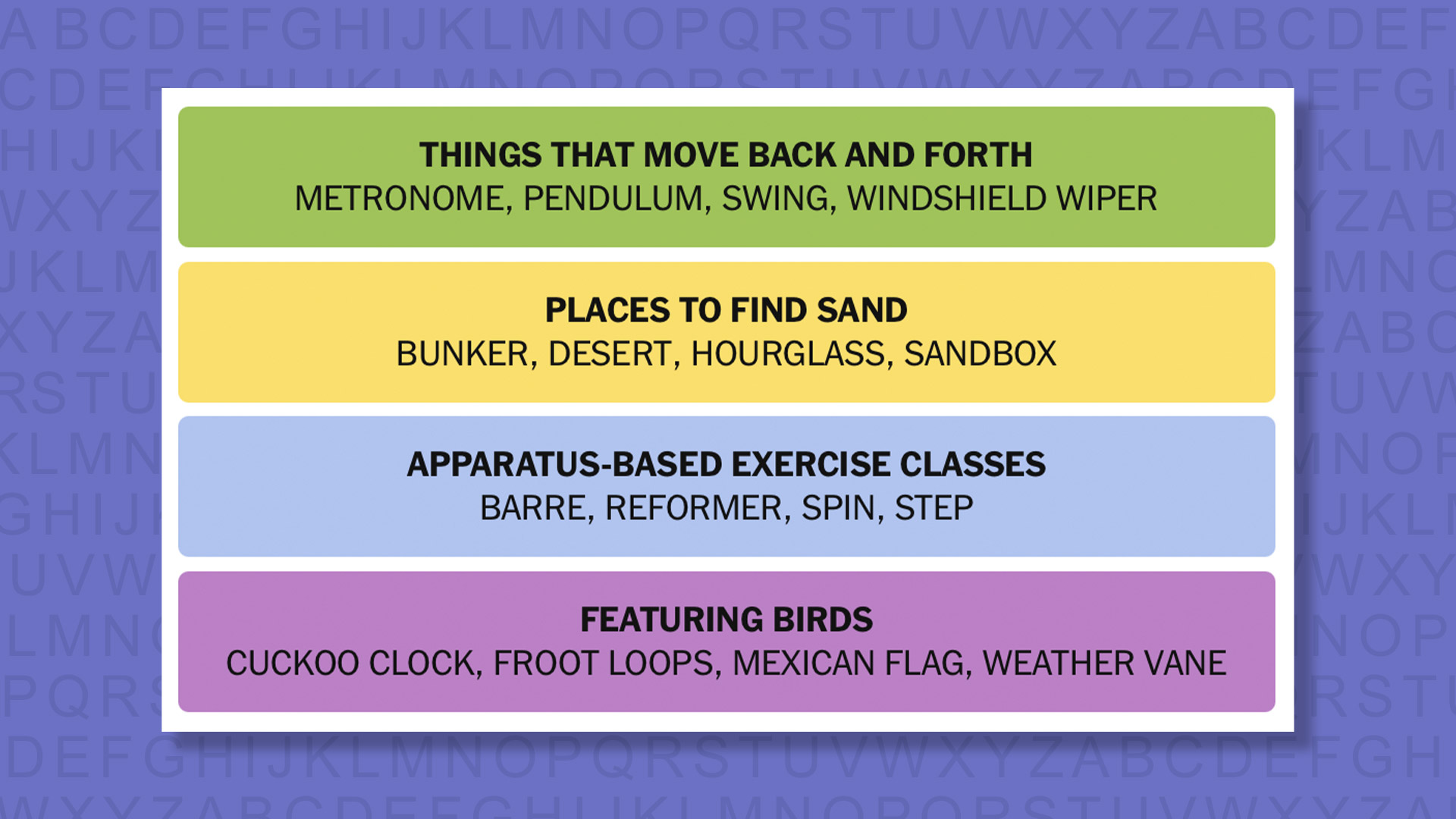 NYT Connections answers for game 1005 on purple background