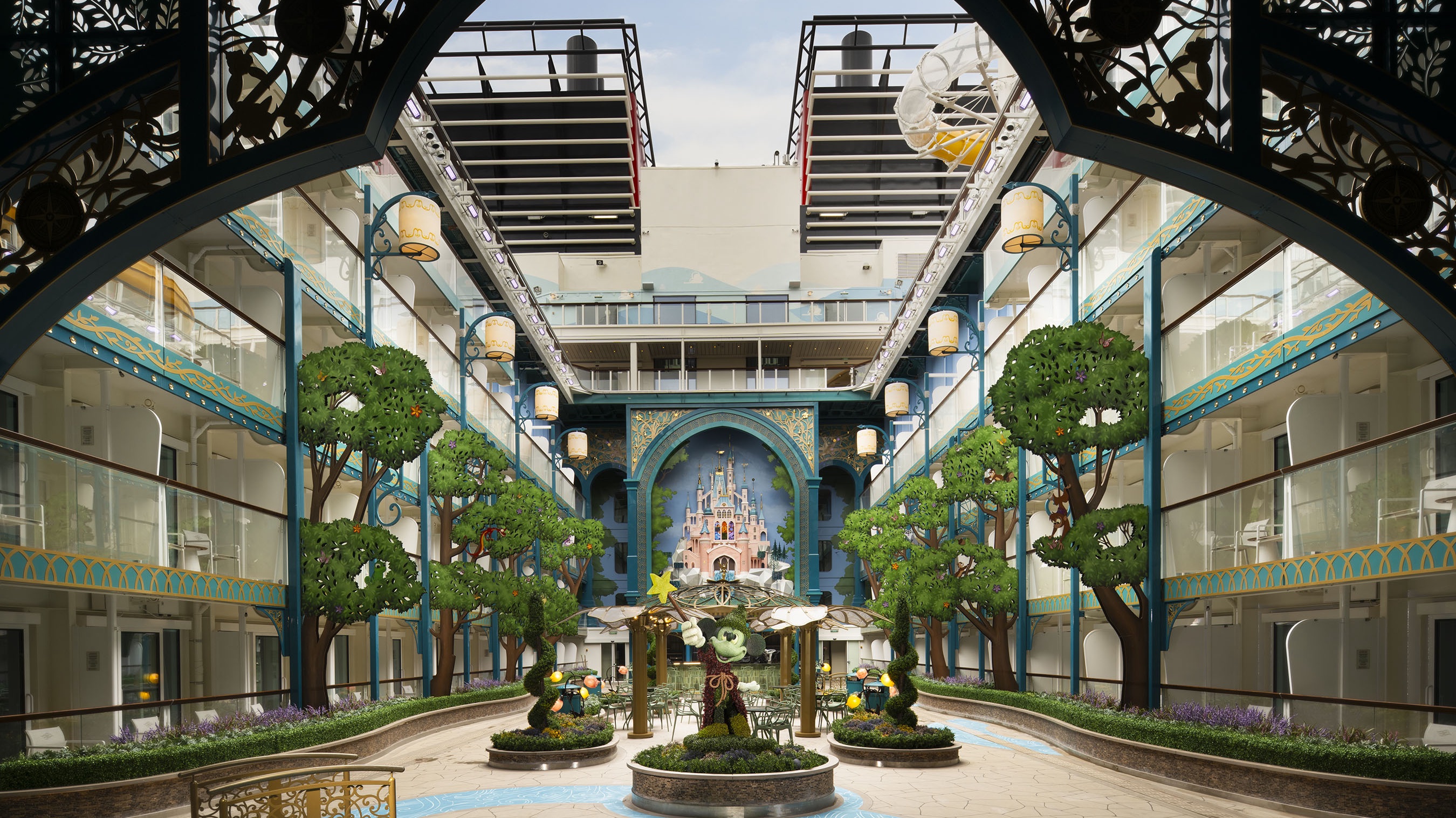 Garden scene in the Imagination Garden aboard the Disney Adventure