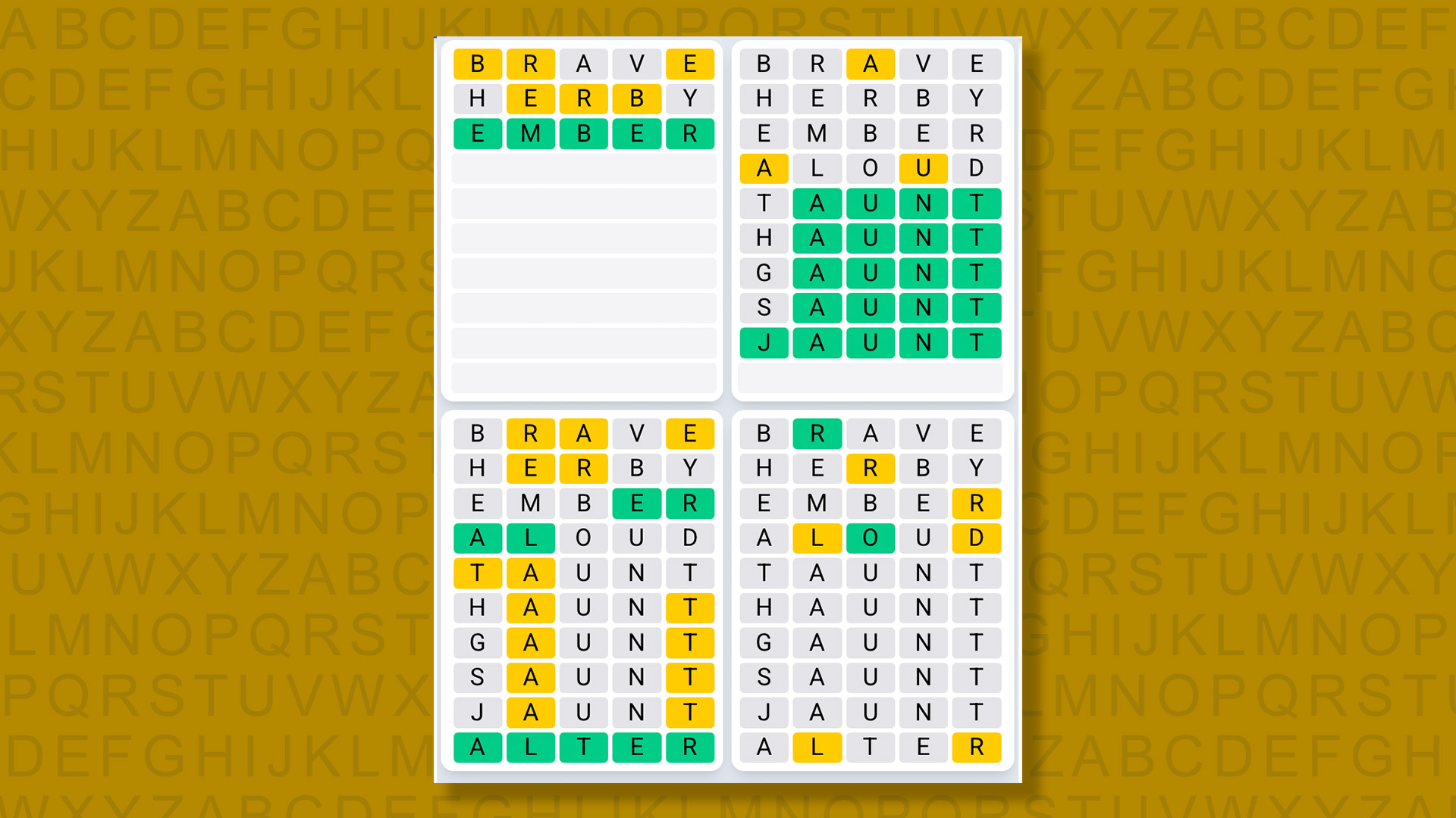 Quordle Daily Sequence answers for game 1509 on yellow background