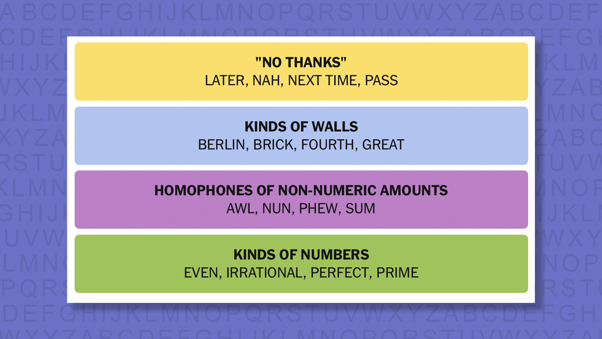 NYT Connections answers for game 1006 on purple background