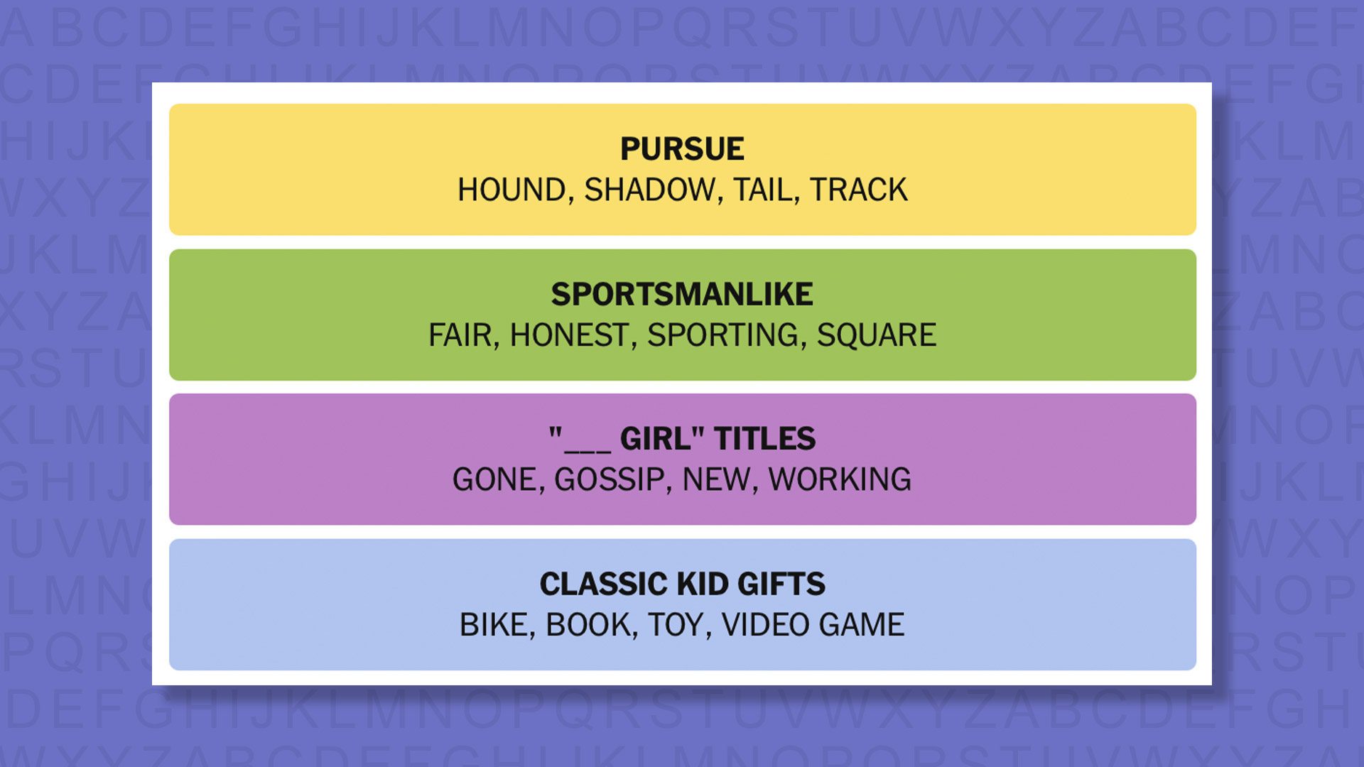 NYT Connections answers for game 1008 on purple background