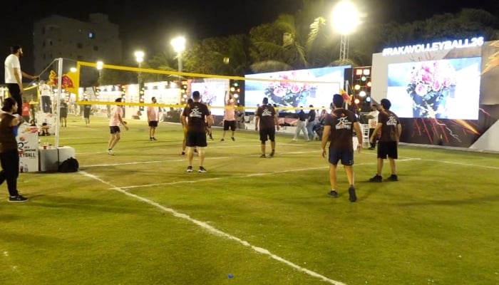 Players in action during the two-day Ramadan RAKA volleyball festival in Karachi on March 14, 2026. — Reporter