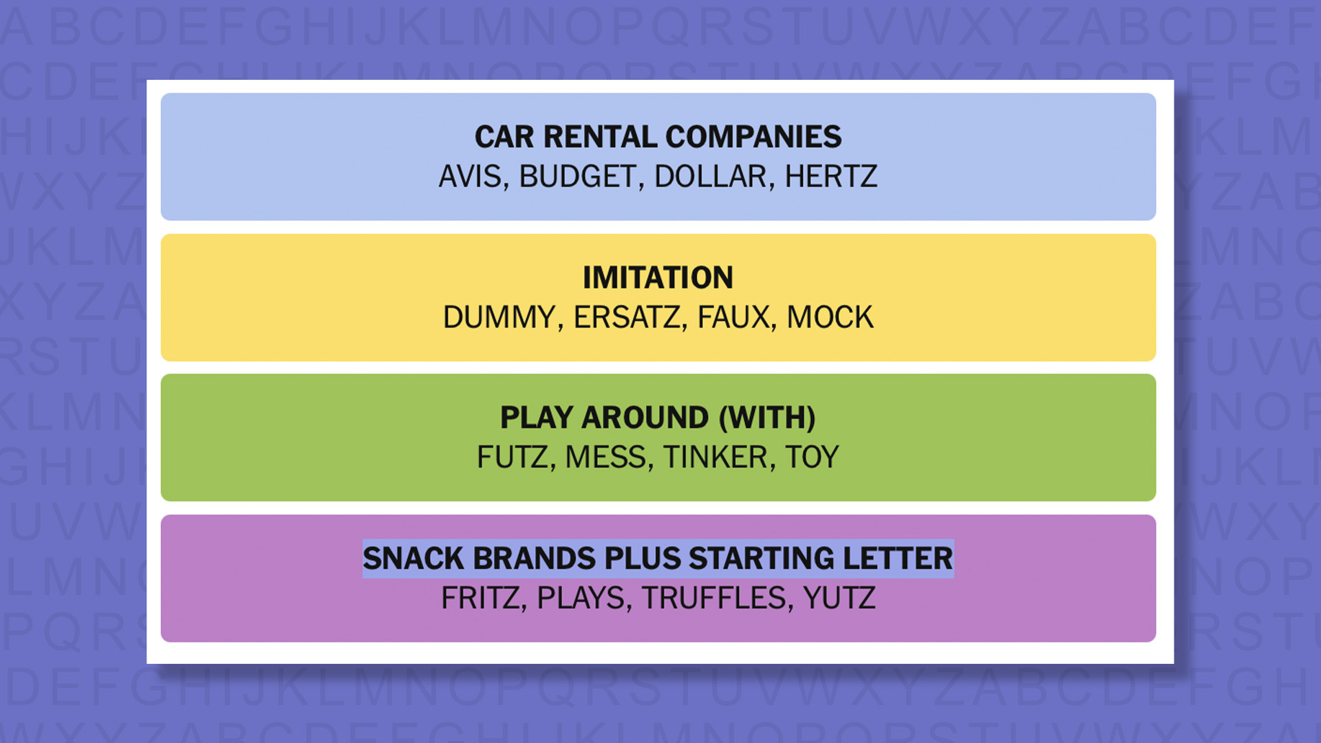 NYT Connections answers for game 1023 on purple background