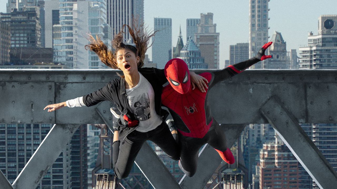 MJ and Spider-Man jump off a bridge in Spider-Man: No Way Home