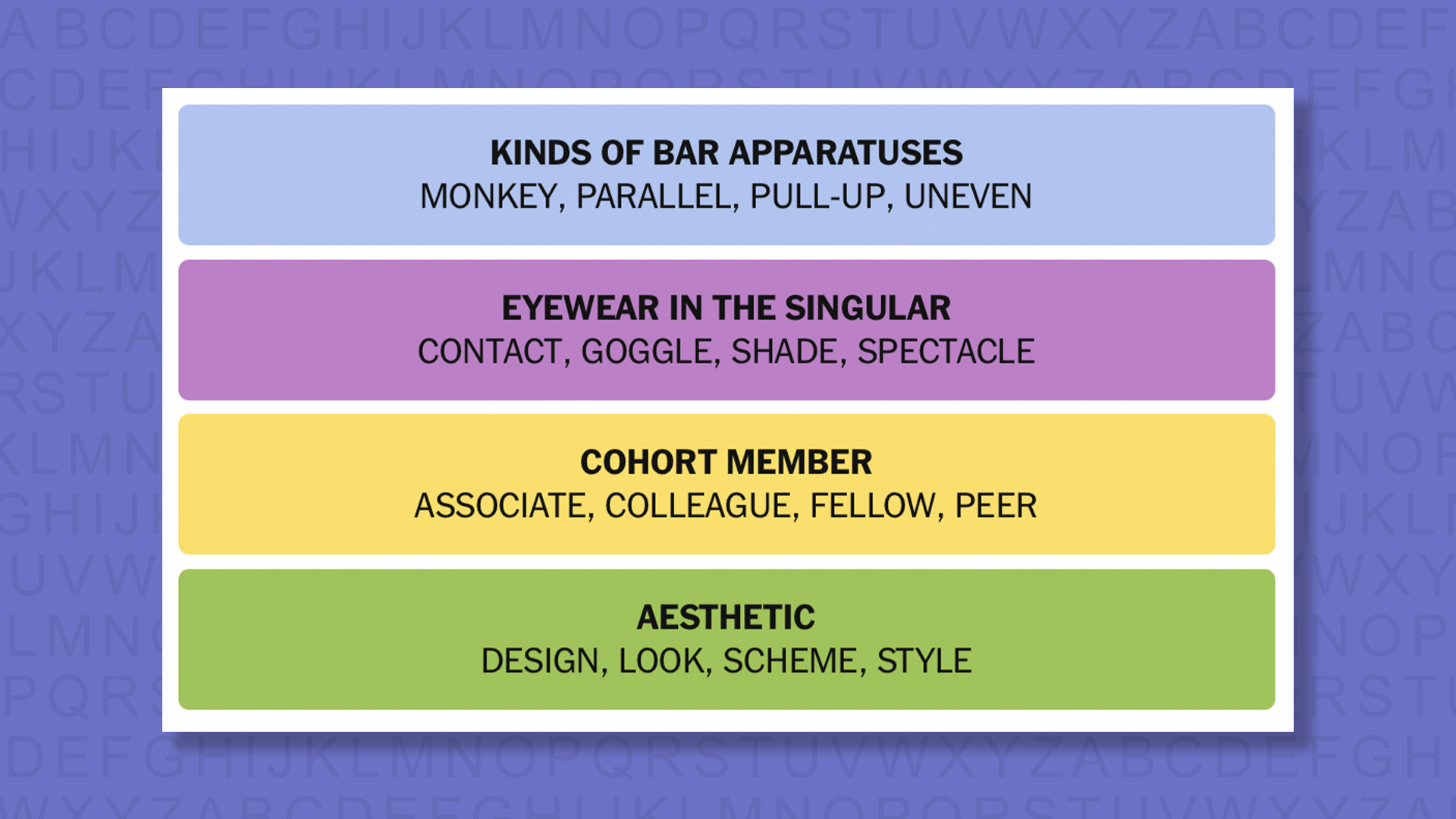NYT Connections answers for game 1032 on purple background