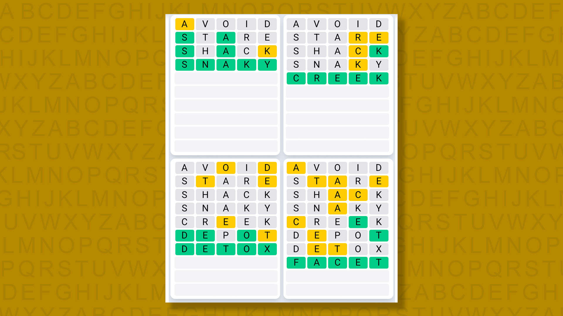 Quordle Daily Sequence answers for game 1535 on yellow background