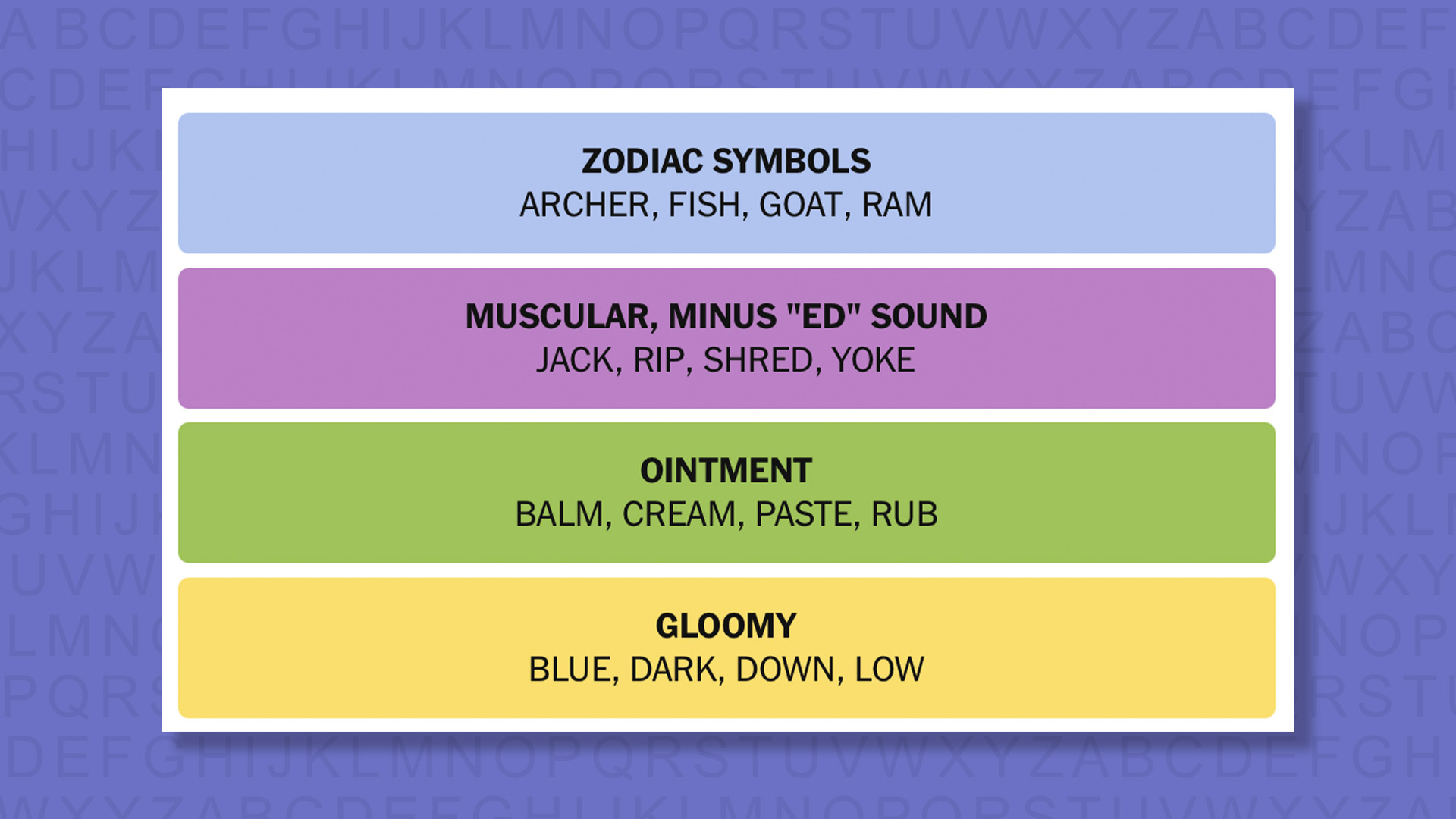 NYT Connections answers for game 1033 on purple background