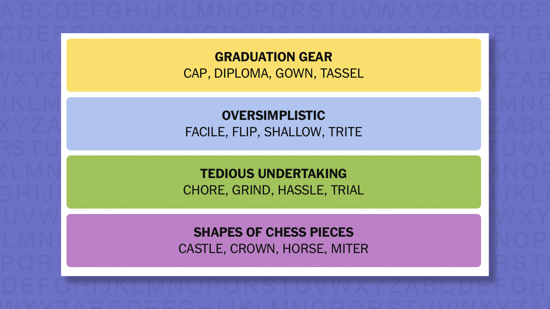 NYT Connections answers for game 1039 on purple background