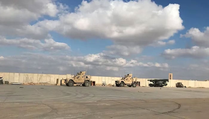 Military vehicles of U.S. soldiers are seen at al-Asad airbase in Anbar province, Iraq, January 13, 2020. — Reuters