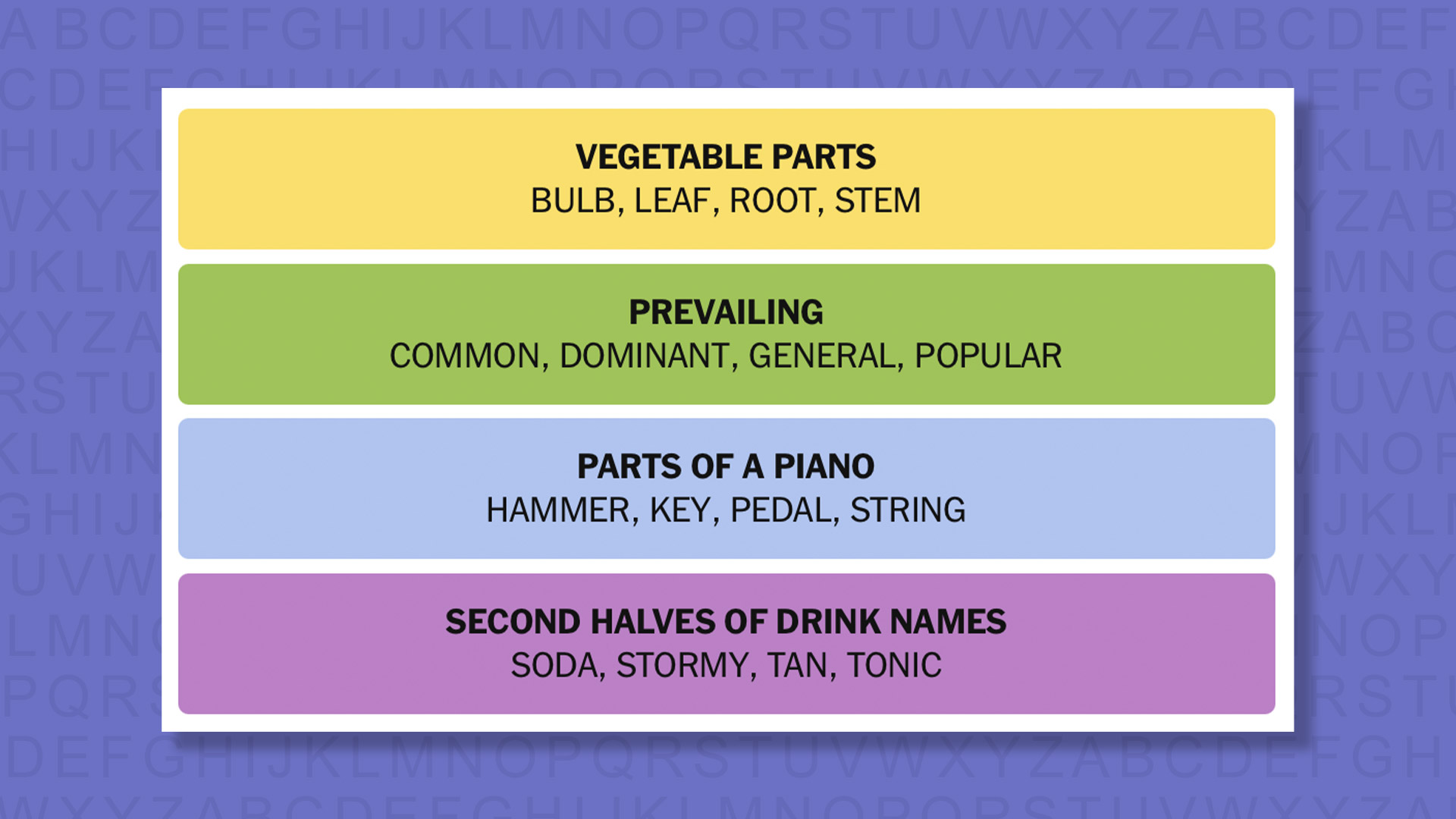 NYT Connections answers for game 1041 on purple background