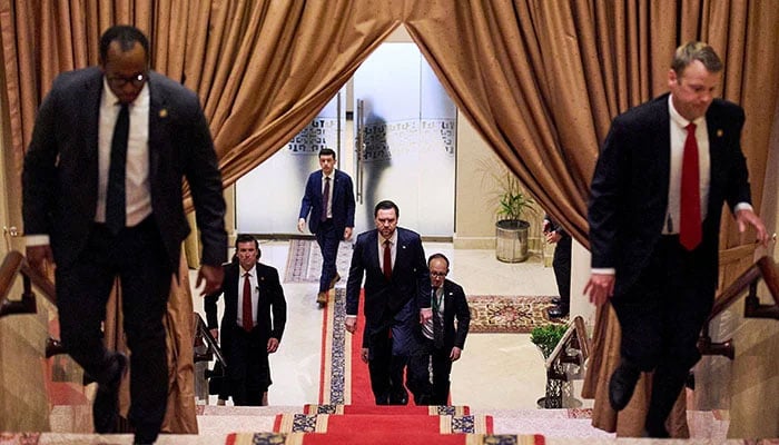 U.S. Vice President JD Vance arrives for a meeting with Prime Minister Shehbaz Sharif in Islamabad, Pakistan, for talks on Iran, April 11, 2026. — Reuters