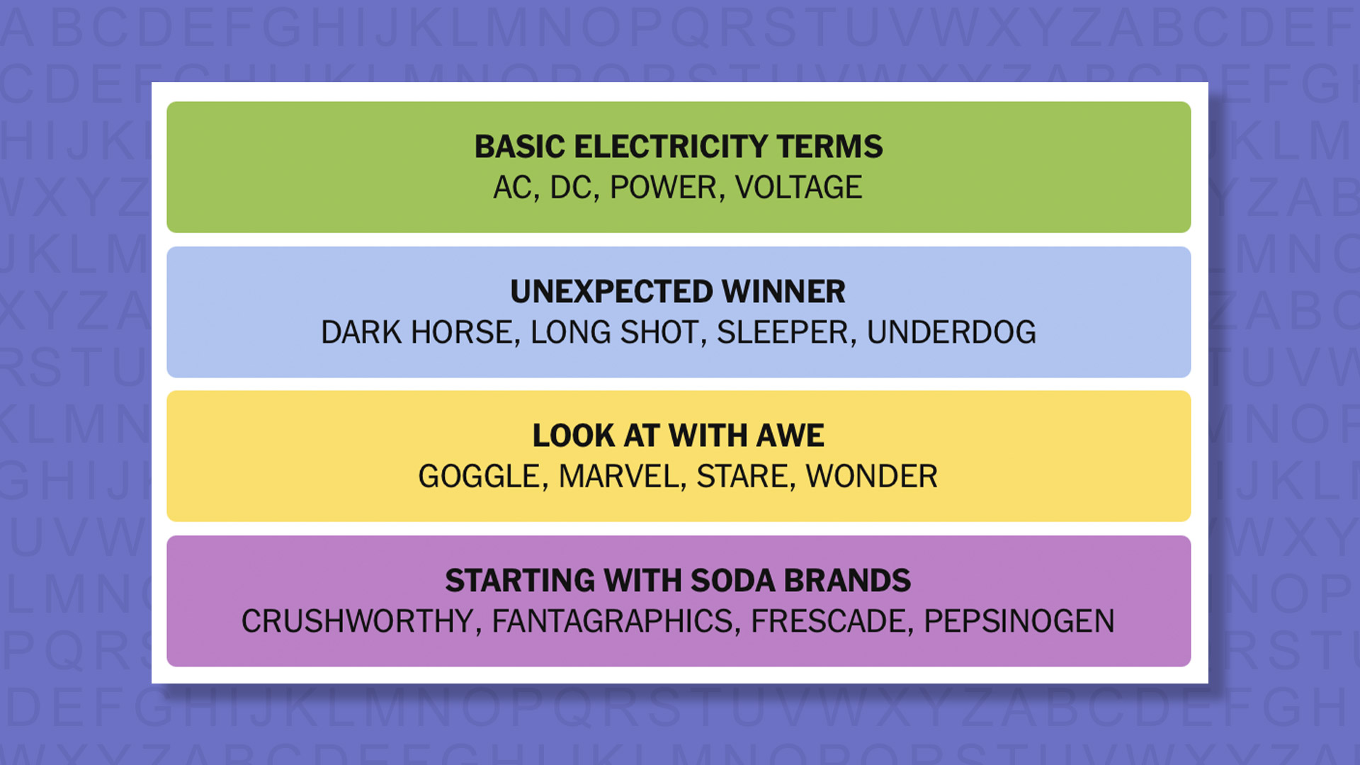 NYT Connections answers for game 1042 on purple background