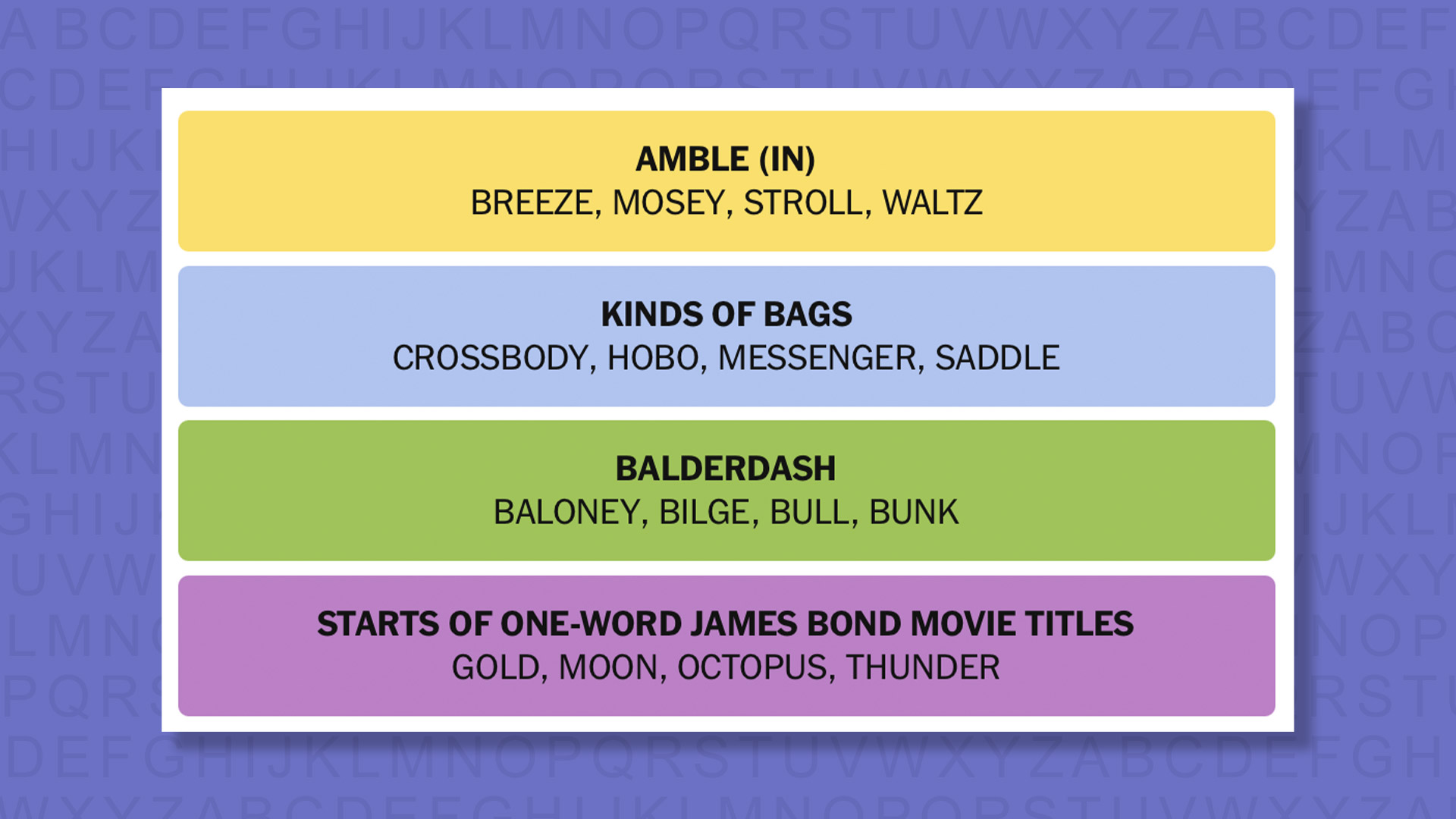 NYT Connections answers for game 1045 on purple background