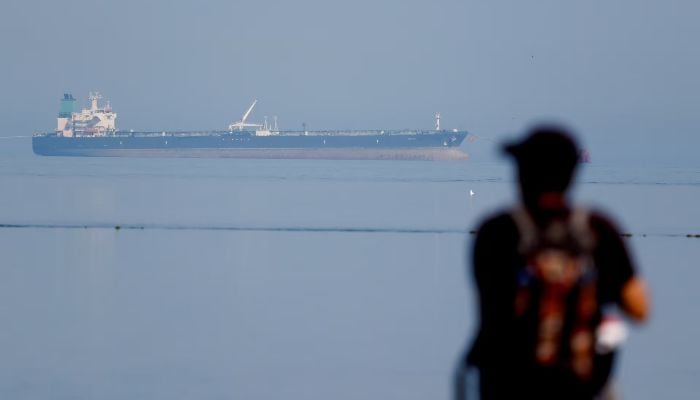A tourist looks at the tanker MT Desert Kite carrying Russian oil in the Narara Marine National Park in the Arabian Sea, Gujarat, India, March 11, 2026. — Reuters