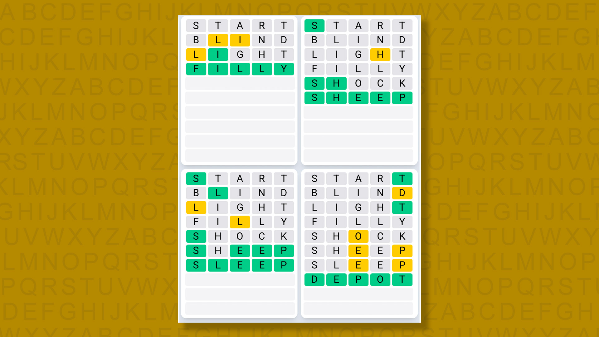 Quordle Daily Sequence answers for game 1552 on yellow background