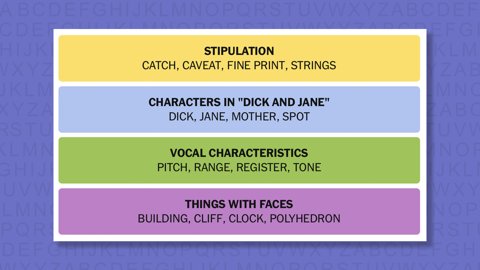 NYT Connections answers for game 1050 on purple background
